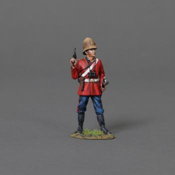 Image of Lt. John Rouse Merriott Chard, RE, VC, 24th Regiment of Foot, Anglo-Zulu Wars--single standing figure with tunic open and blood spattered Sam Browne belt #52095