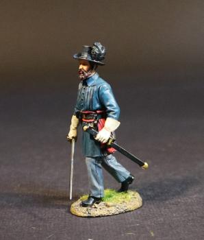 Image of Infantry Officer, 1st Regiment, Rhode Island Detached Militia, The First Battle of Bull Run, 1861, ACW, 1861-1865--single advancing figure with drawn sword pointed down #52161