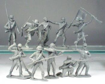 Confederate Infantry--22 figures in 10 poses in gray plastic--RETIRED--LAST ONE!! #10773