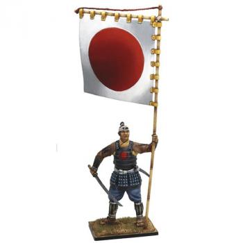 Image of Standard Bearer of Date Masamune with Battle Flag (O Uma Jirushi), Imjin War, Age of the Samurai--single standing figure with battle flag and unsheathed katana #52192