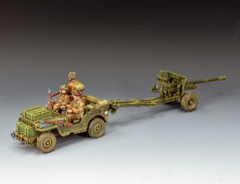 Image of The Airborne Jeep & 6 Pdr. Anti-Tank Gun--Jeep, AT gun, three seated British paratrooper figures #52225