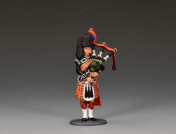 Scots Guards Piper--single figure standing at attention and playing bagpipes #52228