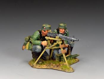 Image of German MG42 Gun Team--two kneening Classic Wehrmacht Infantry figures with MG on single base #52235