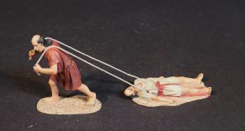 “Take Out the Dead!”, "Hail, Emperor, Those Who Are About to Die Salute You," Gladiators--single figure dragging dead gladiator figure #52249