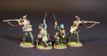 Image of Four Rangers (2 standing firing; 2 kneeling ramming), Roger's Rangers, The Raid on St. Francis, 1759, The French and Indian War, 1754-1763--four figures #52251