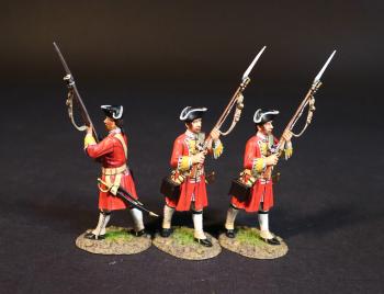 Three Line Infantrymen at the Ready, Dejean's Regiment of Foot, Cumberland's Army, The Battle of Culloden, 16th April 1745, The Jacobite Rebellion, 1745--three marching figures #52255