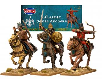 28mm Islamic Horse Archers--12 unassembled multi-part plastic mounted Medieval Islamic/Muslim Horse Archer figuures #52296