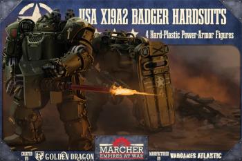 Marcher:  X19A2 Badger Hardsuits--four 28 multi-part hard plastic miniatures #52299