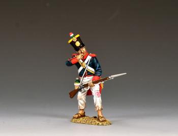 Santa Anna's Soldier Biting Open a Fresh Cartridge, Rembember the Alamo--single Mexican infantryman figure