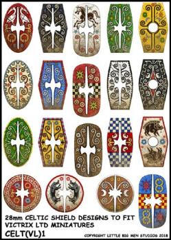 Gallic Shield Transfers 1--28mm Celtic Shield Designs to fit Victrix Ltd. miniatures--Special Order:  Takes 2 to 3 weeks #52332