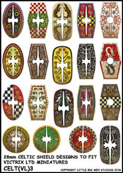 Gallic Shield Transfers 3--28mm Celtic Shield Designs to fit Victrix Ltd. miniatures--Special Order:  Takes 2 to 3 weeks #52334
