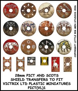 Pict and Scots Shield Designs PICT 1--28mm Pict and Scots Shield Designs to fit Victrix Ltd. miniatures--Special Order:  Takes 2 to 3 weeks #52337