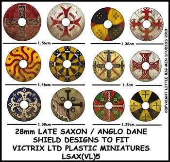 Late Saxon/Anglo Dane Shield Designs LSAX 5--28mm Late Saxon/Anglo Dane Shield Transfers to fit Victrix Ltd. miniatures--Special Order:  Takes 2 to 3 weeks #52341