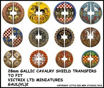 Gallic Cavalry Shield Transfers 2--28mm Gaulic Cavalry Shield Transfers to fit Victrix Ltd. miniatures--Special Order:  Takes 2 to 3 weeks #52351