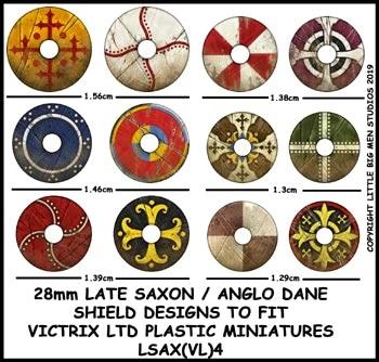 Late Saxon/Anglo Dane Shield Designs LSAX 4--28mm Late Saxon/Anglo Dane Shield Transfers to fit Victrix Ltd. miniatures--Special Order:  Takes 2 to 3 weeks #52352