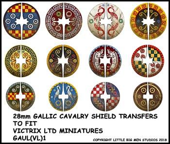 Gallic Cavalry Shield Transfers 1--28mm Gaulic Cavalry Shield Transfers to fit Victrix Ltd. miniatures--Special Order:  Takes 2 to 3 weeks #52353