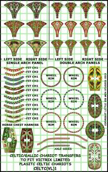 Celtic Chariot and Fighting Crew Transfers 1--28mm Celtic/Gallic Chariot Transfers to fit Victrix Ltd. Plastic Celtic Chariots--Special Order:  Takes 2 to 3 weeks #52355