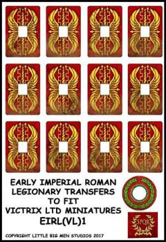 Early Imperial Roman Legionary Shield Transfers 1--28mm Early Imperial Roman Legionary Transfers to fit Victrix Ltd. miniatures--Special Order:  Takes 2 to 3 weeks #52365