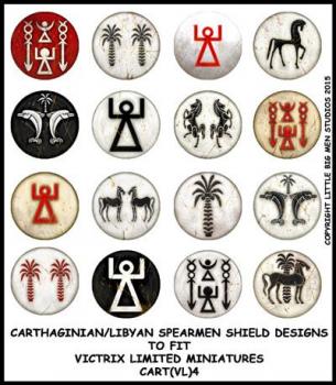 Carthaginian Shield Designs 4--28mm Carthaginian/Libyan spearman shield designs to fit Victrix Ltd. miniatures--Special Order:  Takes 2 to 3 weeks #52367