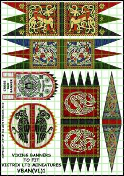 Viking Banner Sheet 1--28mm Viking Banners to fit Victrix Ltd. miniatures--Special Order:  Takes 2 to 3 weeks #52372