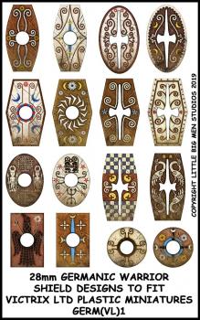 Germanic Warriors Shield Designs GERM 1--28mm Germanic Warrior Shield Designs to fit Victrix Ltd. miniatures--Special Order:  Takes 2 to 3 weeks #52375