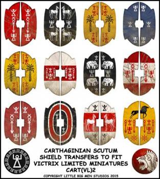 Carthaginian Shield Designs 2--28mm Carthaginian scutum shield transfers to fit Victrix Ltd. miniatures--Special Order:  Takes 2 to 3 weeks #52377
