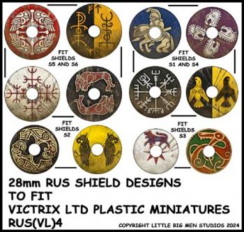 Rus Shield Designs RUS 4--28mm Rus Shield Designs to fit Victrix Ltd. miniatures--Special Order:  Takes 2 to 3 weeks #52379