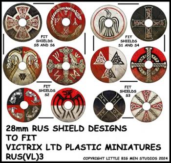 Rus Shield Designs RUS 3--28mm Rus Shield Designs to fit Victrix Ltd. miniatures--Special Order:  Takes 2 to 3 weeks #52382