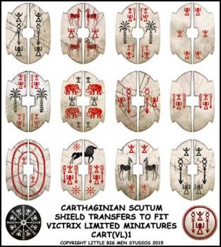 Carthaginian Shield Designs 1--28mm Carthaginian scutum shield transfers to fit Victrix Ltd. miniatures--Special Order:  Takes 2 to 3 weeks #52385