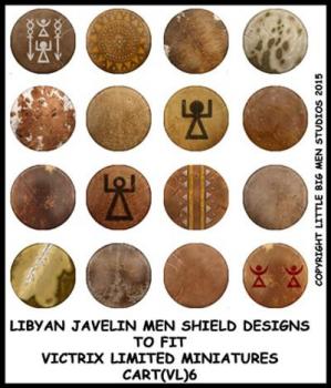 Carthaginian Shield Designs 6--28mm Libyan javelin men shield designs to fit Victrix Ltd. miniatures--Special Order:  Takes 2 to 3 weeks #52392