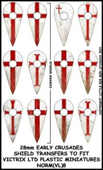 Norman Shield Designs 8--28mm Early Crusades Shield Transfers to fit Victrix Ltd. miniatures--Special Order:  Takes 2 to 3 weeks #52393