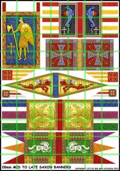Late Saxon/Anglo Danish Banner Sheet 2--28mm Mid to Late Saxon Banners to fit Victrix Ltd. miniatures--Special Order:  Takes 2 to 3 weeks #52396