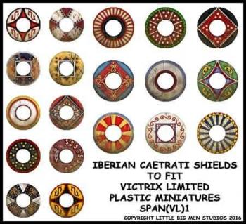 Iberian Caetrati Shield Transfers 1--28mm Iberian Caetrati shields to fit Victrix Ltd. miniatures--Special Order:  Takes 2 to 3 weeks #52403