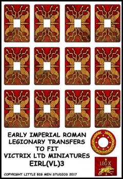 Early Imperial Roman Legionary Shield Transfers 3--28mm Early Imperial Roman Legionary Transfers to fit Victrix Ltd. miniatures--Special Order:  Takes 2 to 3 weeks #52404