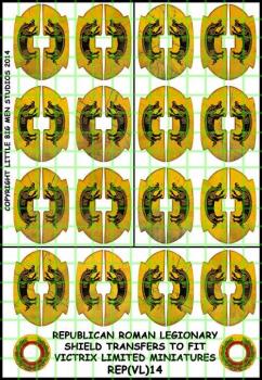 Republican Roman Shield Designs 14--28mm Republican Roman Legionary shield transfers to fit Victrix Ltd. miniatures--Special Order:  Takes 2 to 3 weeks #52410