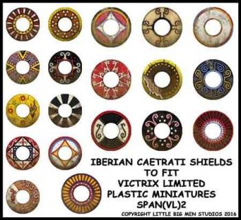 Iberian Caetrati Shield Transfers 2--28mm Iberian Caetrati shields to fit Victrix Ltd. miniatures--Special Order:  Takes 2 to 3 weeks #52416