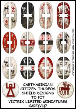 Carthaginian Citizen Thureos Shield Designs Cart 7--28mm Carthaginian Citizen Thureos shield designs to fit Victrix Ltd. miniatures--Special Order:  Takes 2 to 3 weeks #52417