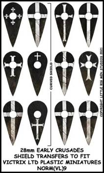 Norman Shield Designs 9--28mm Early Crusades Shield Transfers to fit Victrix Ltd. miniatures--Special Order:  Takes 2 to 3 weeks #52418