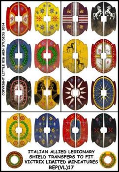 Republican Roman Shield Designs 17--28mm Italian Allied Legionary shield transfers to fit Victrix Ltd. miniatures--Special Order:  Takes 2 to 3 weeks #52420