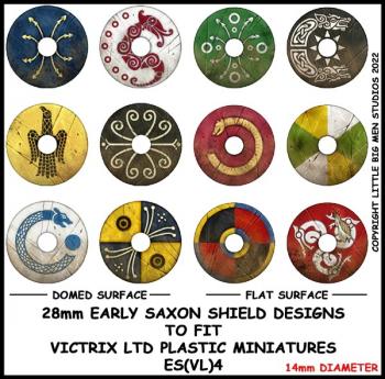 Early Saxon Shield Designs 4--28mm Early Saxon Shield Designs to fit Victrix Ltd. miniatures--Special Order:  Takes 2 to 3 weeks #52421