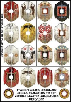 Republican Roman Shield Designs 22--28mm Italian Allied Legionary shield transfers to fit Victrix Ltd. miniatures--Special Order:  Takes 2 to 3 weeks #52422