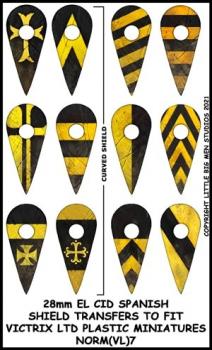 Norman Shield Designs 7--28mm El Cid Spanish Shield Transfers to fit Victrix Ltd. miniatures--Special Order:  Takes 2 to 3 weeks #52424