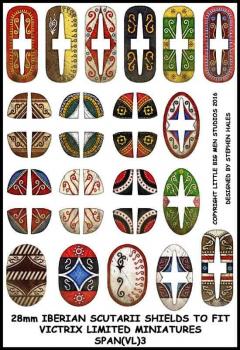 Iberian Scutarii Shield Transfers 3--28mm Iberian Scutarii Shields to fit Victrix Ltd. miniatures--Special Order:  Takes 2 to 3 weeks #52429