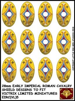 Early Imperial Roman Cavalry Shield Transfers 5--28mm Early Imperial Roman Cavalry Shield designs to fit Victrix Ltd. miniatures--Special Order:  Takes 2 to 3 weeks #52430