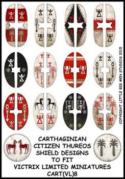 Carthaginian Citizen Thureos Shield Designs Cart 8--28mm Carthaginian Citizen Thureos shield designs to fit Victrix Ltd. miniatures--Special Order:  Takes 2 to 3 weeks #52433