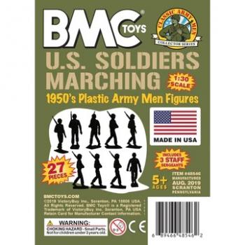 BMC Marx Plastic Army Men Marching U.S. Soldiers OD Green--27 piece WWII figures (U.S. made) #52442