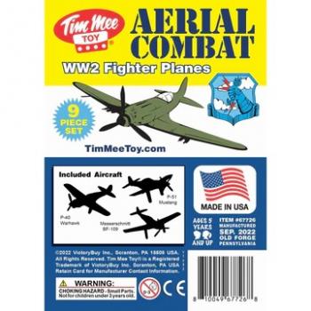 TimMee WWII Fighter Ace Planes--OD Green--9 piece Plastic Army Men Airplanes (USA Made) #52444