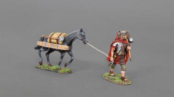 Roman Legionnaire carrying Marius Mule with Pony.--single Roman Legionnaire figure leading pony figure #52445