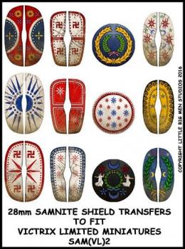 Samnite Shield Transfers 2--28mm Samnite shield transfers to fit Victrix Ltd. miniatures--Special Order:  Takes 2 to 3 weeks #52454