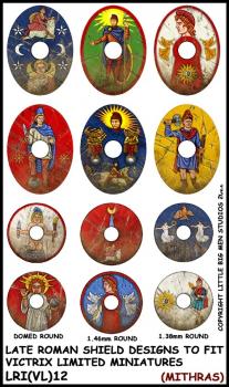 Late Roman Infantry Shield Designs 12--28mm Late Roman shield designs to fit Victrix Ltd. miniatures--Special Order:  Takes 2 to 3 weeks #52455